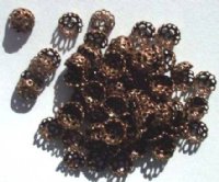 100 2x7mm Antique Copper Filigrae Bead Caps